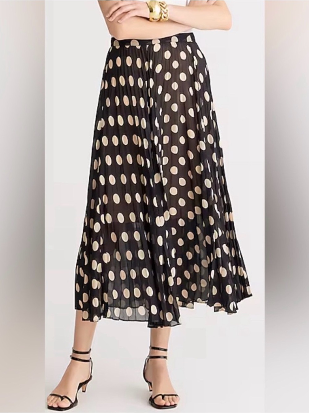 J Crew Gwyneth Pleated Skirt in Dot Chiffon